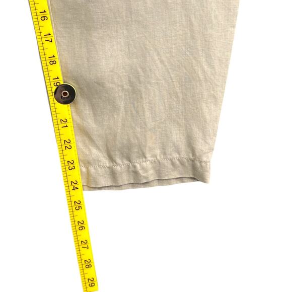 Eileen Fisher Beige Elastic Waistband Linen Capri Pants Womens Size Large - Picture 7 of 7